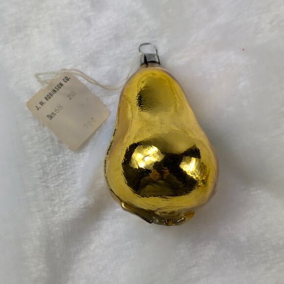 Pear Face Mercury Christmas Ornament Gold Child Antique West Germany Hand Blown - Picture 3 of 11